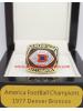 1977 Denver Broncos America Football Conference Championship Ring, Custom Denver Broncos Champions Ring